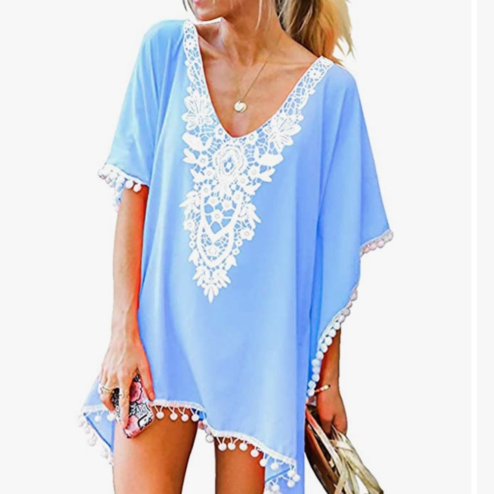 Brand new beach cover up, baby blue color, size M